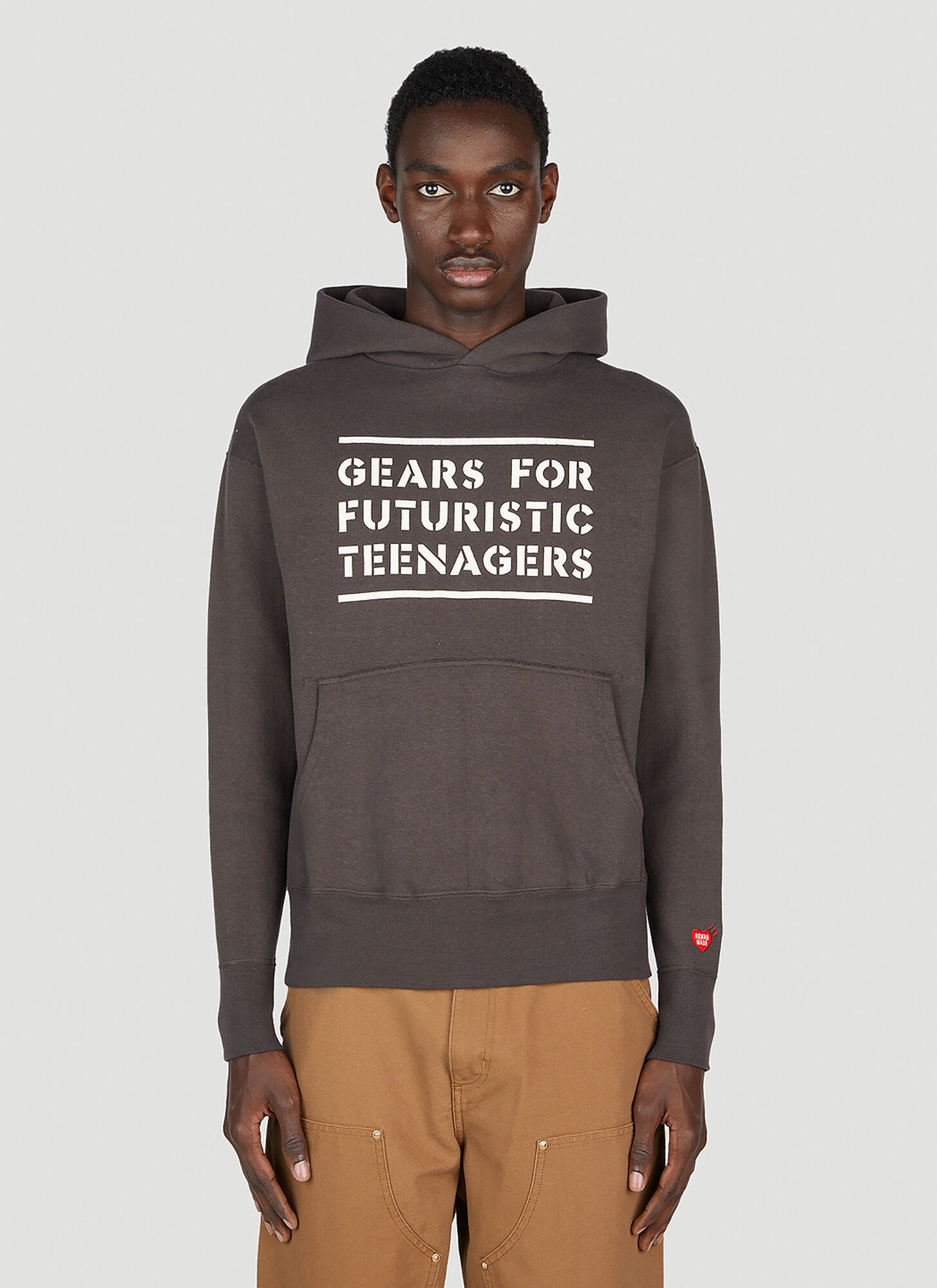 Human Made Text Print Hooded Sweatshirt Male Black