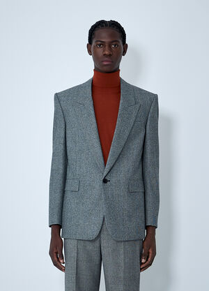 Saint Laurent Prince Of Wales Wool Blazer Black sla0162011