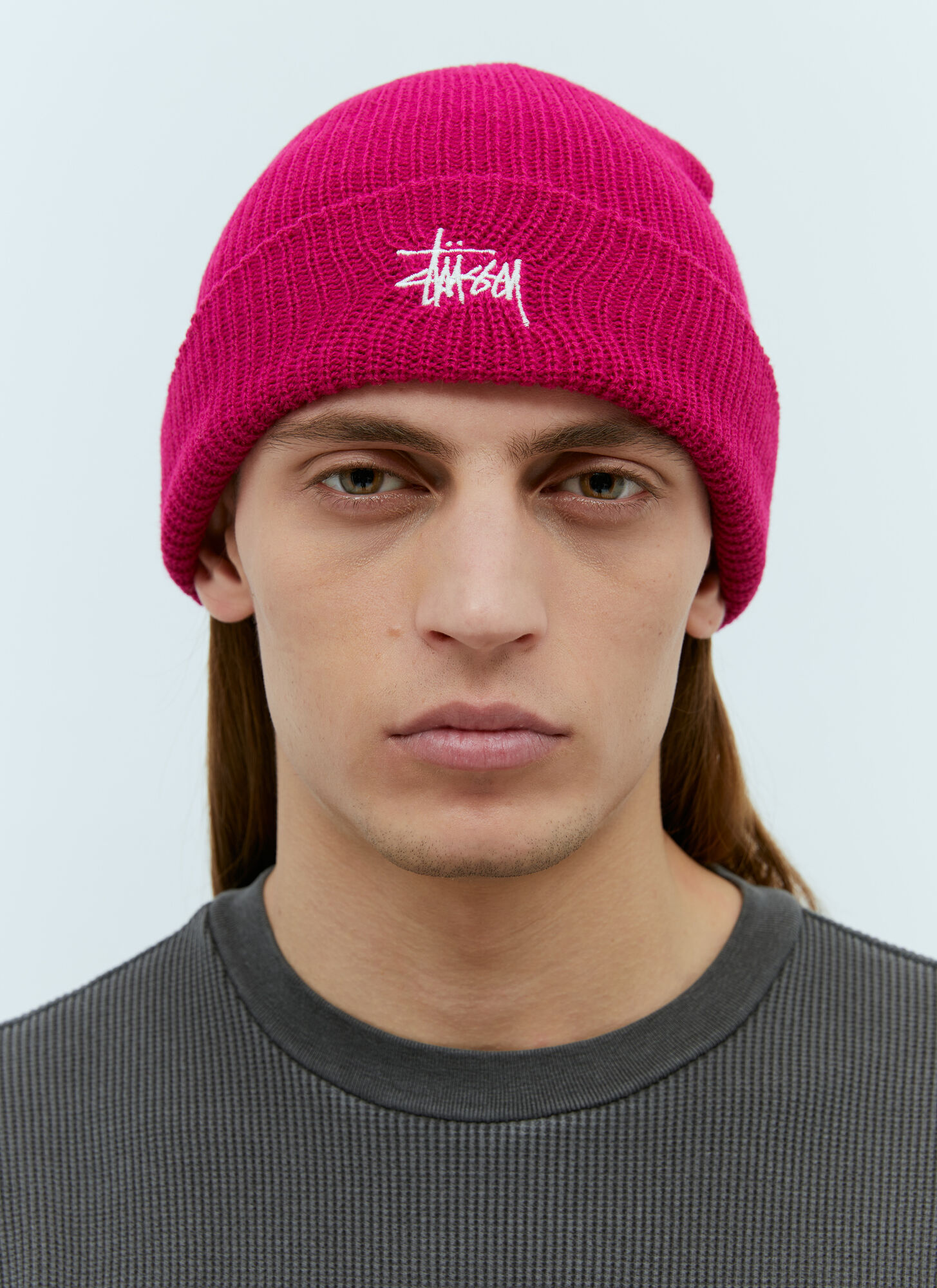 Shop Stussy Basic Cuff Beanie Hat In Pink