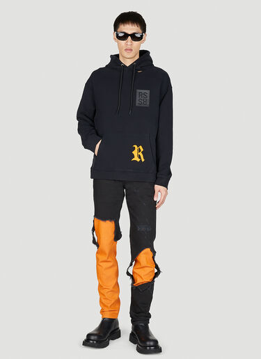 Raf Simons Destroyed Logo Patch Hooded Sweatshirt Black raf0151015