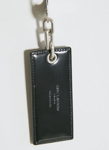 Saint Laurent Logo Plaque Leather Keyring Black sla0154046