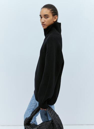 KHAITE Landed High Neck Knit Sweater Black kha0253014