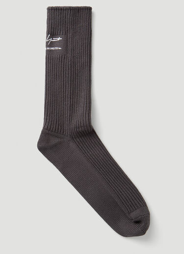 Yohji Yamamoto Logo Patch Military Socks Grey yoy0148018