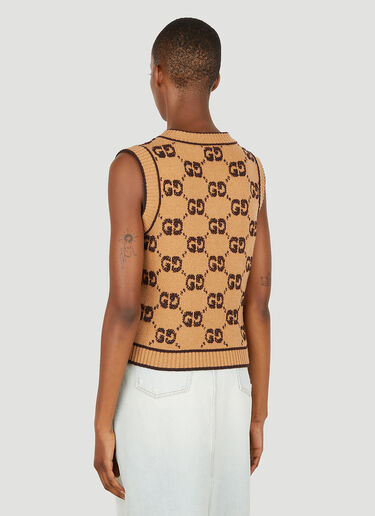 Gucci GG Jacquard Sleeveless Sweater Camel guc0251065