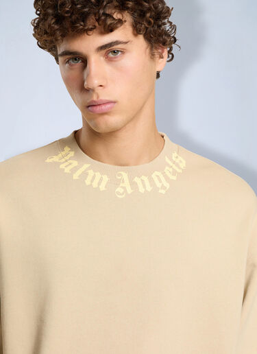 Palm Angels Neck Logo Regular Crew Beige pma0166276