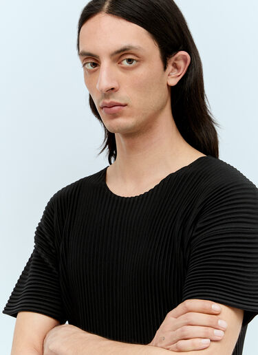 Homme Plissé Issey Miyake 基础款圆领褶裥上衣 黑色 hmp0156002