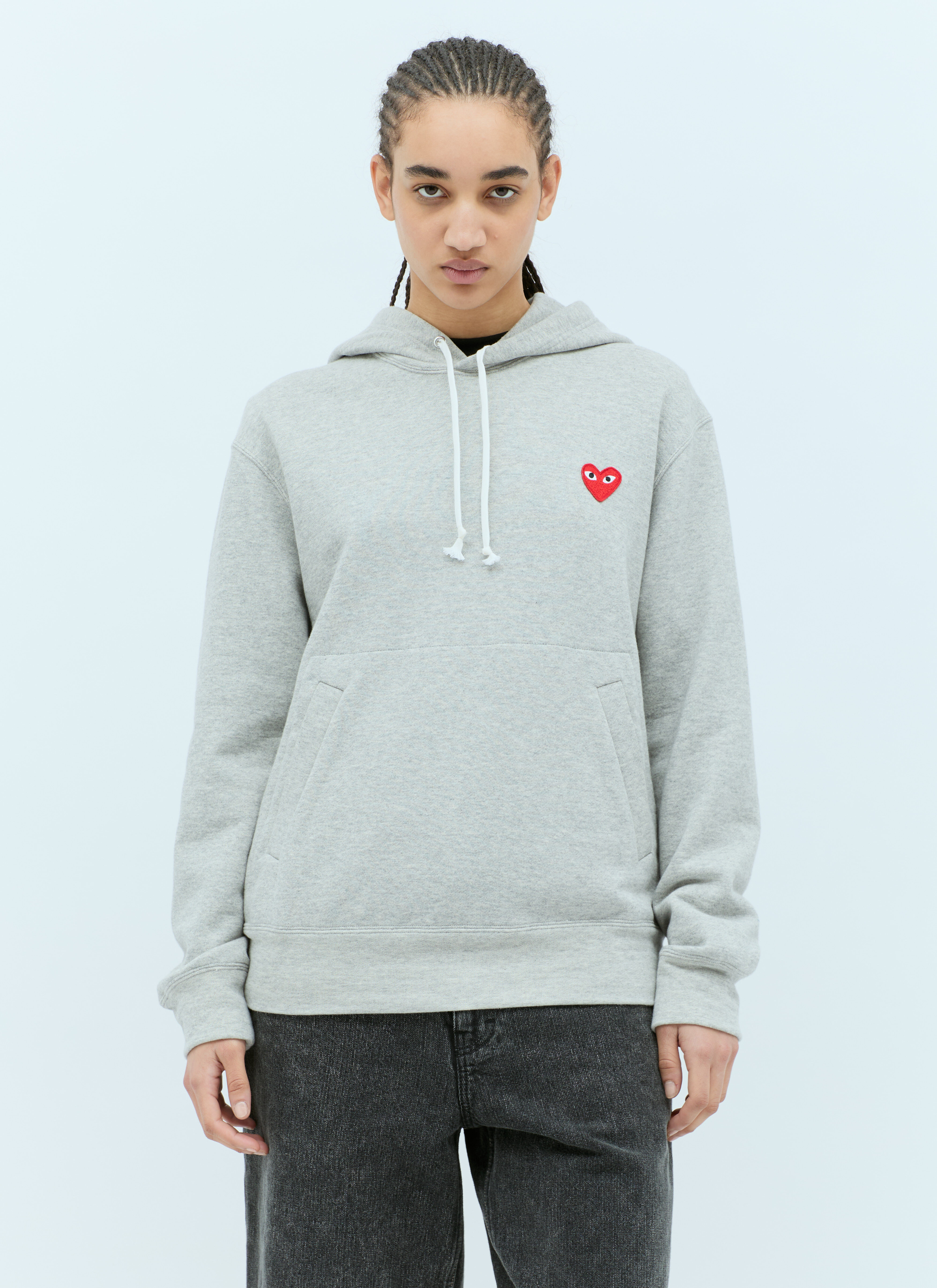 Comme Des Garçons PLAY 徽标贴饰连帽运动衫 黑色 cpl0356013