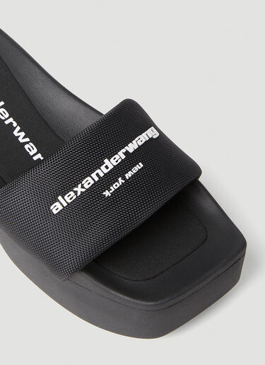 Alexander Wang 徽标图案厚底拖鞋 黑色 awg0251051