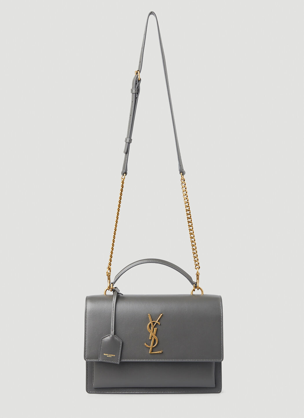 Ysl sunset bag grey hot sale