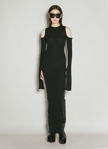 Rick Owens Cape Sleeve Maxi Dress Black ric0255019