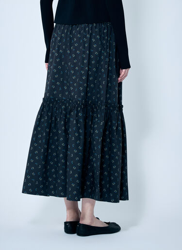 GANNI Floral Printed Maxi Skirt Black gan0259041