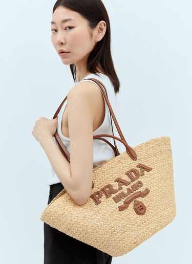 Prada Large Raffia Shopping Bag Beige pra0256027