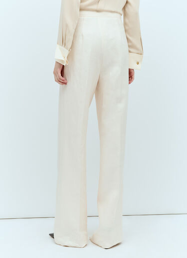 Max Mara Linen Tailored Pants Cream max0256010