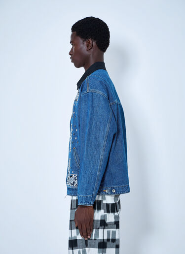 LN-CC® - NOMARHYTHM TEXTILE: Bandana Embroidery Denim Jacket - Blue NOMARHYTHM TEXTILE Bandana Embroidery Denim Jacket Blue nom0164009