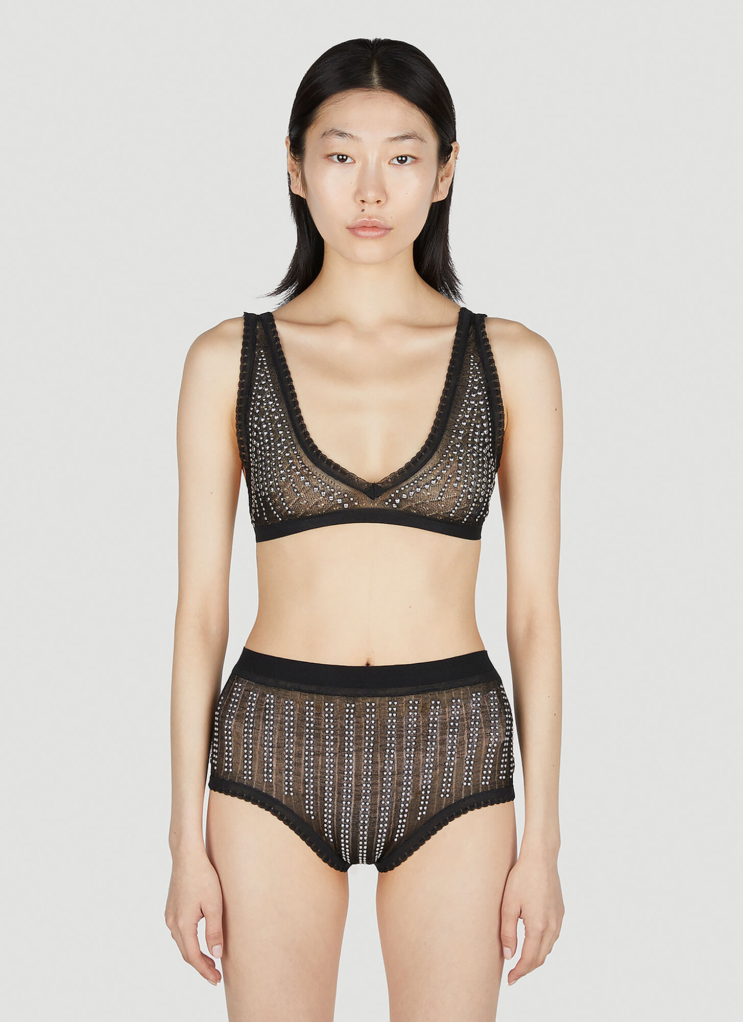 Shop Rabanne Studded Bra In Black