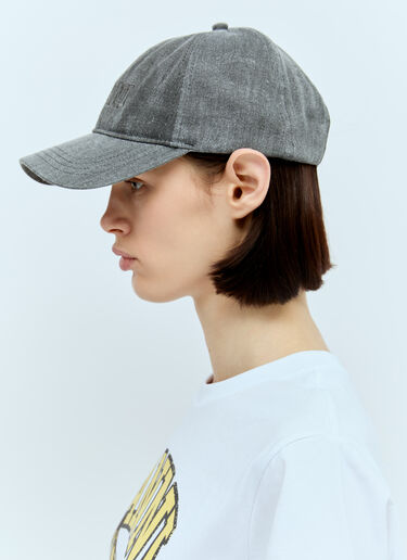 GANNI 로고 자수 데님 베이스볼 캡 그레이 gan0256024