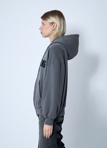 Balenciaga Zip-Up Human Being Hooded Sweatshirt Grey bal0360001