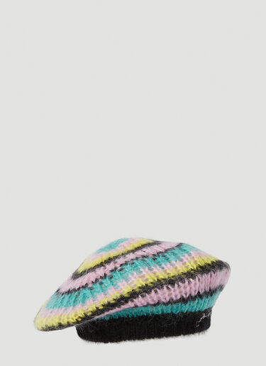 GANNI Striped Mohair Beret Multicolour gan0252056