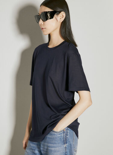 Saint Laurent Cassandre T-Shirt Blue sla0254016