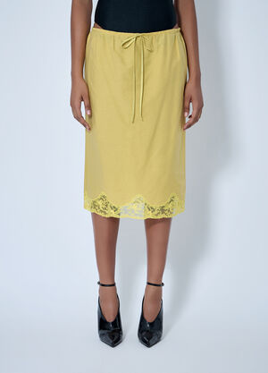 Saint Laurent Laced Half-Slip Skirt Yellow sla0263020