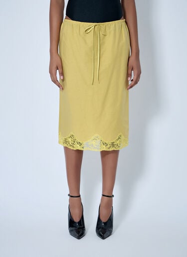 LN-CC® - Saint Laurent: Laced Half-Slip Skirt - Yellow Saint Laurent Laced Half-Slip Skirt Yellow sla0263020