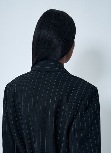Acne Studios 束带细条纹大衣  黑色 acn0262014