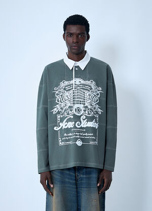 Acne Studios Logo Motif Polo Shirt Green acn0162013
