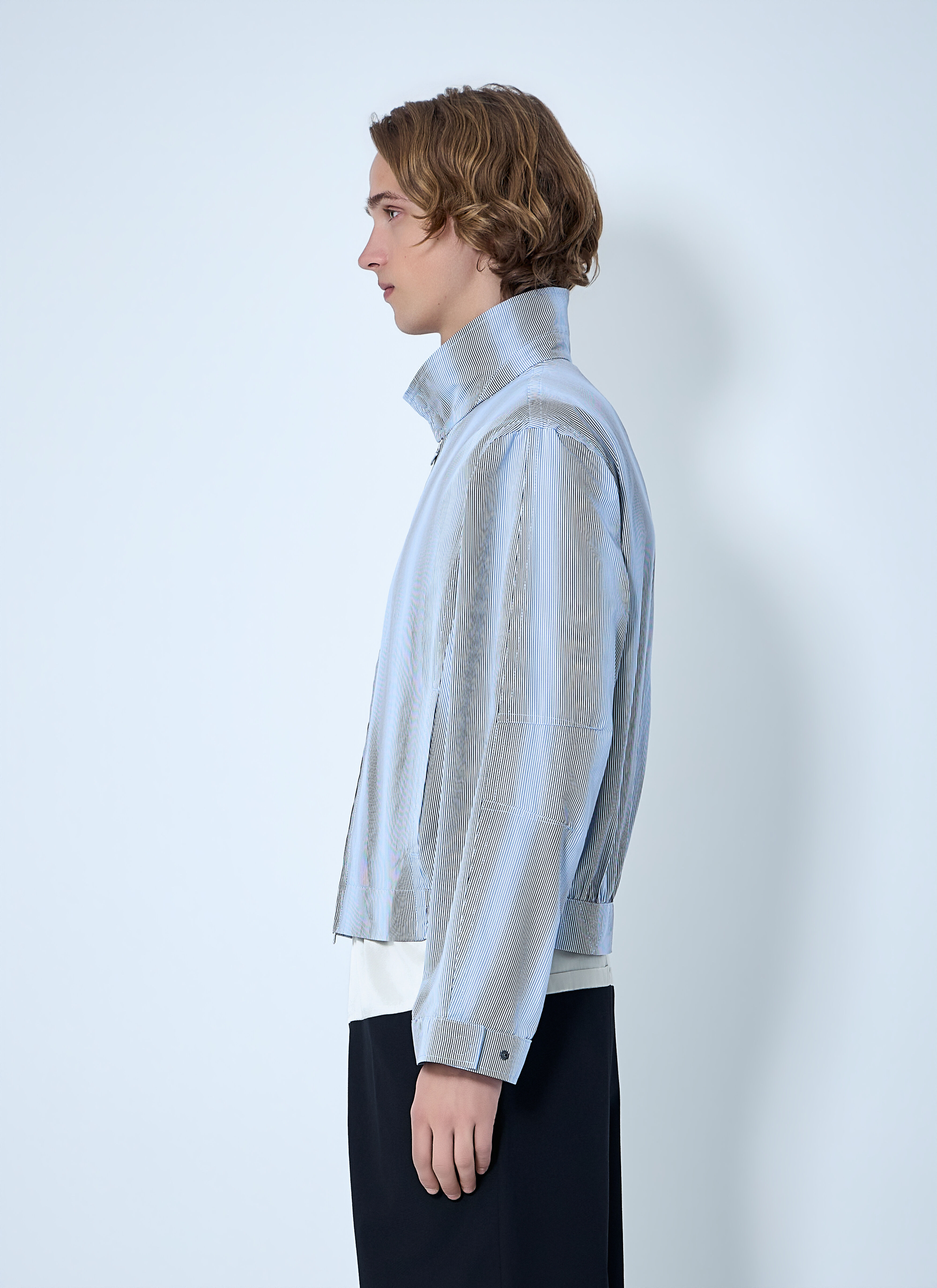 Dries Van Noten Men's' Striped Zip-Up Jacket in Blue | LN-CC®