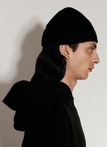 Moncler x Rick Owens 로고 자수 캐시미어 비니 햇 블랙 mcs0355017