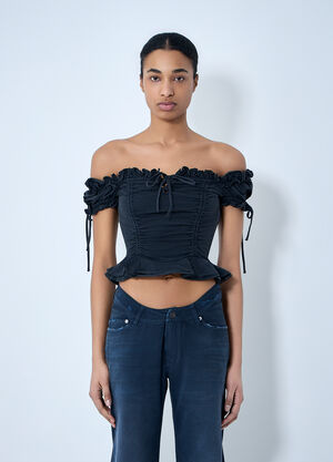 Balenciaga Gathered Cropped Top Black bal0263014