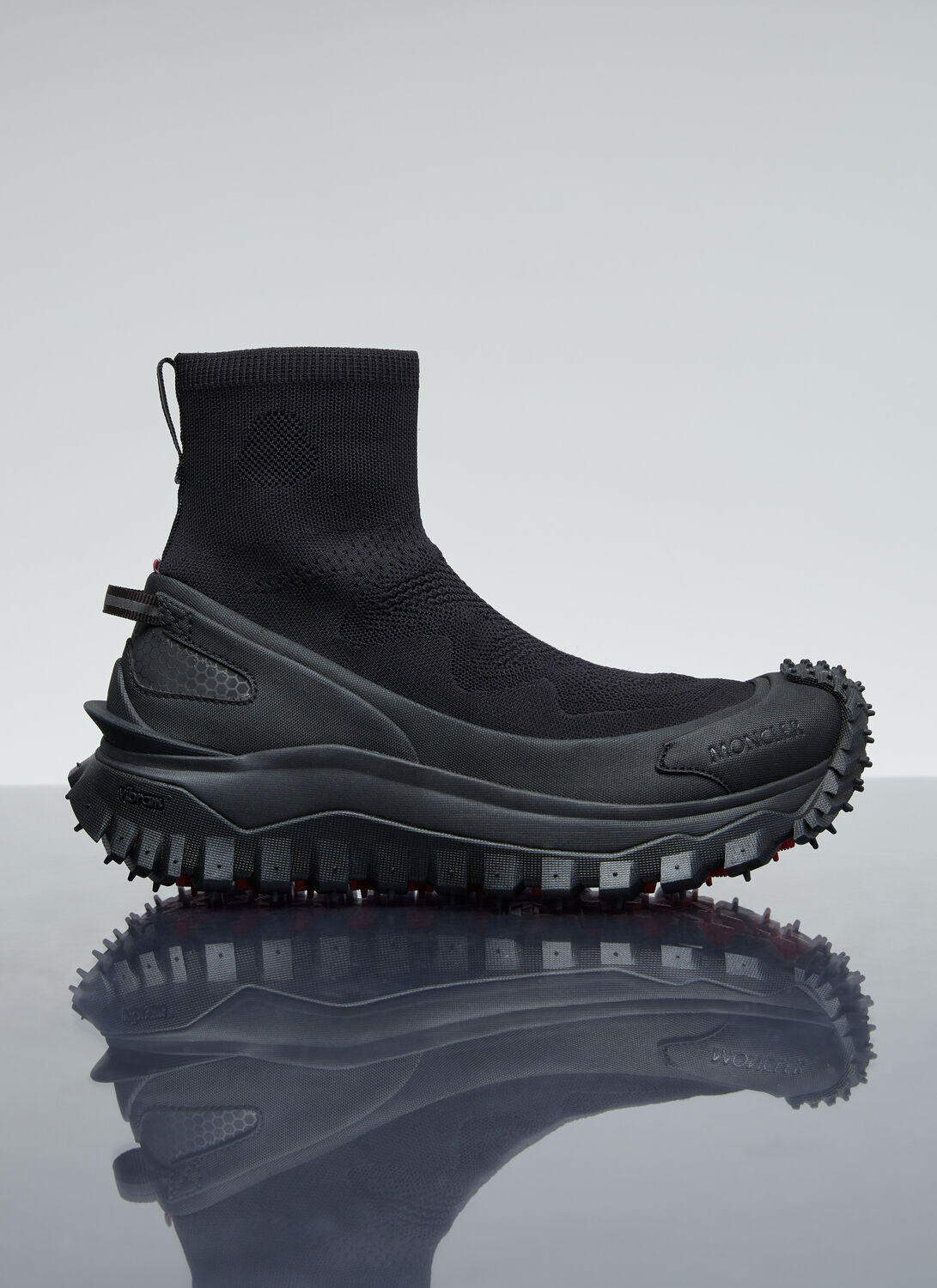 Shop Moncler Trailgrip Knit High Top Sneakers In Black