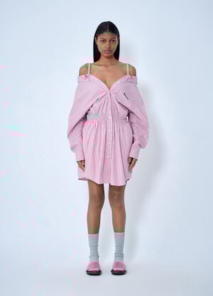 Miu Miu Striped Poplin Dress Pink miu0263001