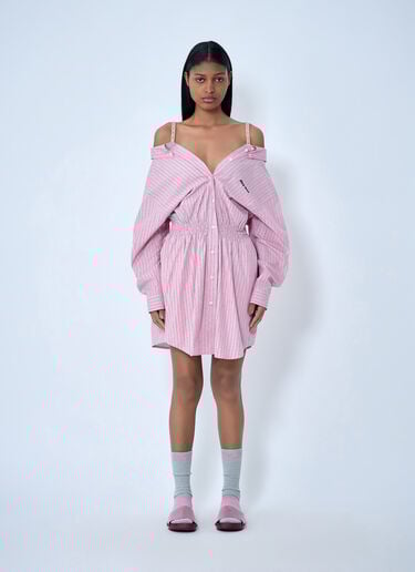 Miu Miu Striped Poplin Dress Pink miu0263001