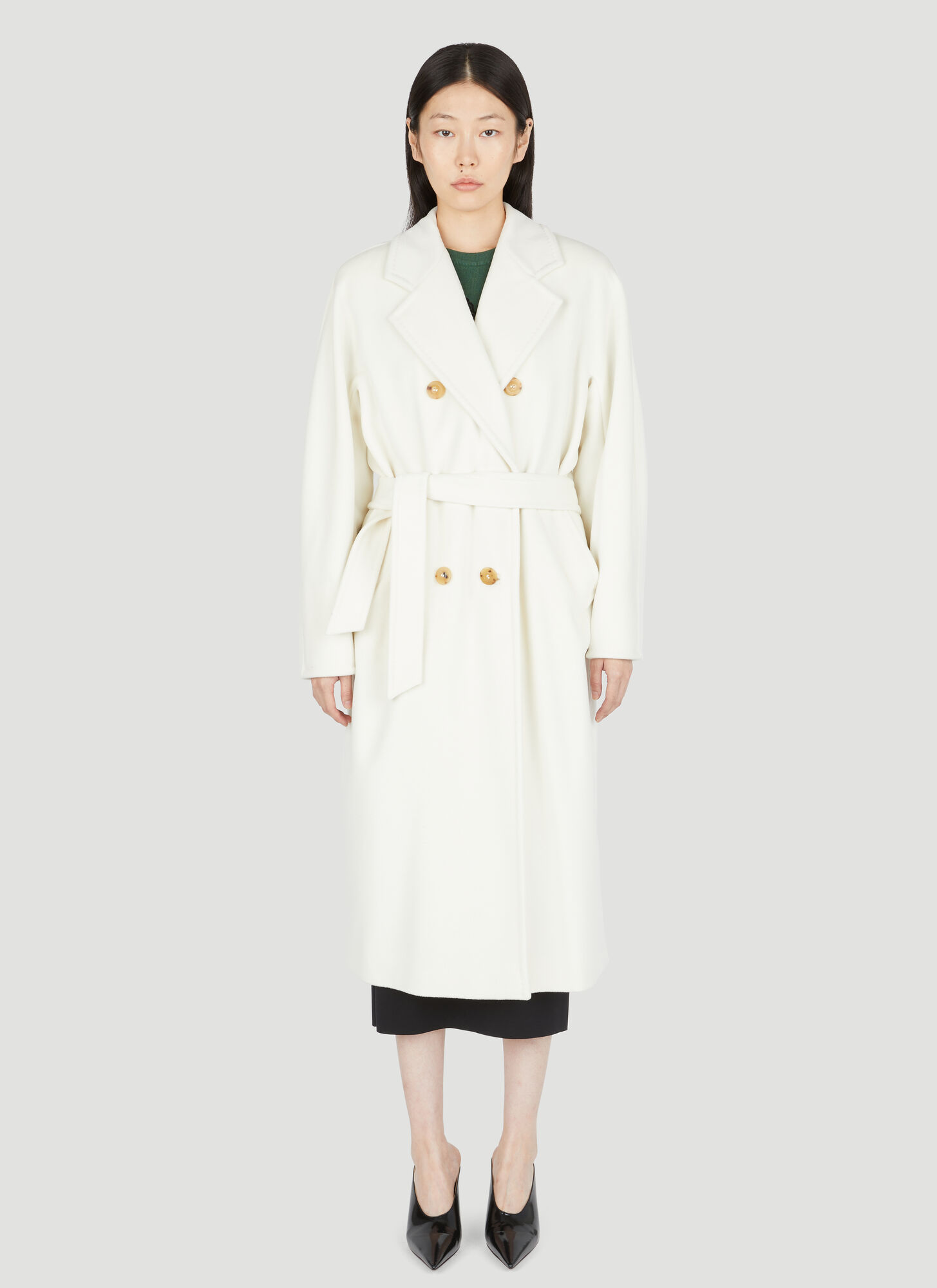 Max Mara Waterproof Gabardine Wool Windbreaker In White