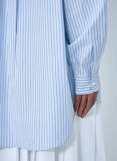 Prada Half-Zip Pinstripe Shirt Blue pra0264040