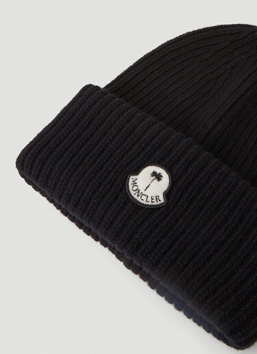 8 Moncler Palm Angels 로고 패치 비니 햇 블랙 mpa0351008