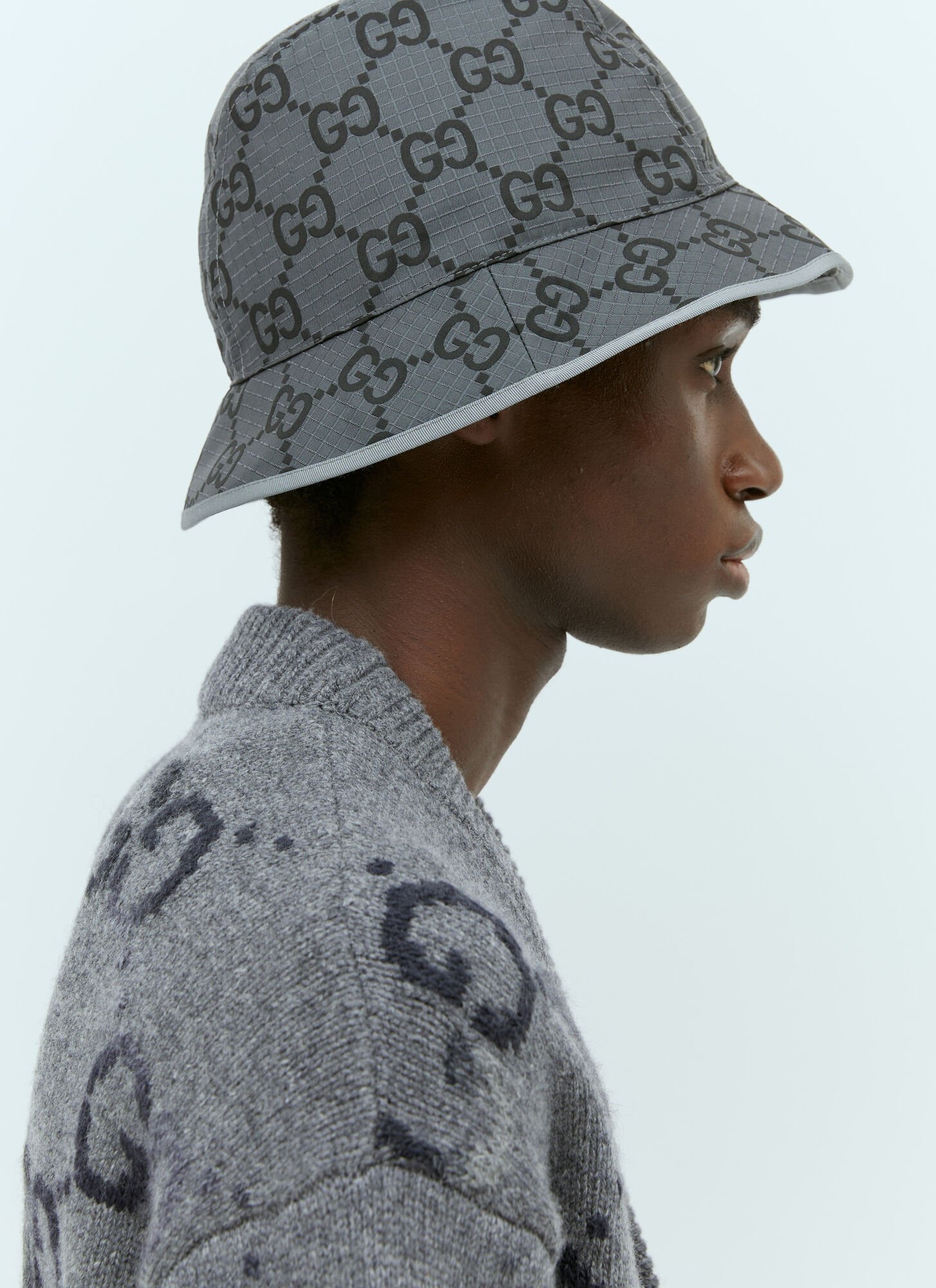 Shop Gucci Gg Ripstop Bucket Hat In Grey