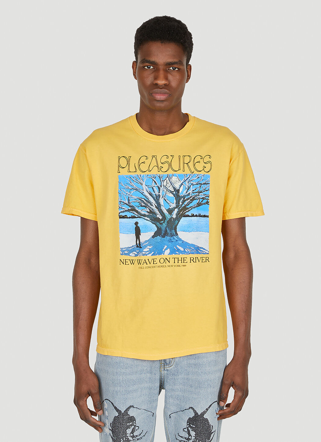 Pleasures River Pigment Dye T shirt in Yellow LN CC
