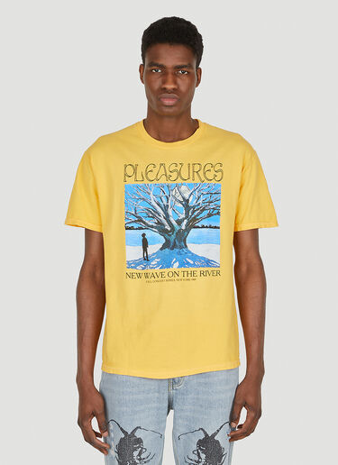 Pleasures River Pigment Dye T-shirt Yellow pls0147012