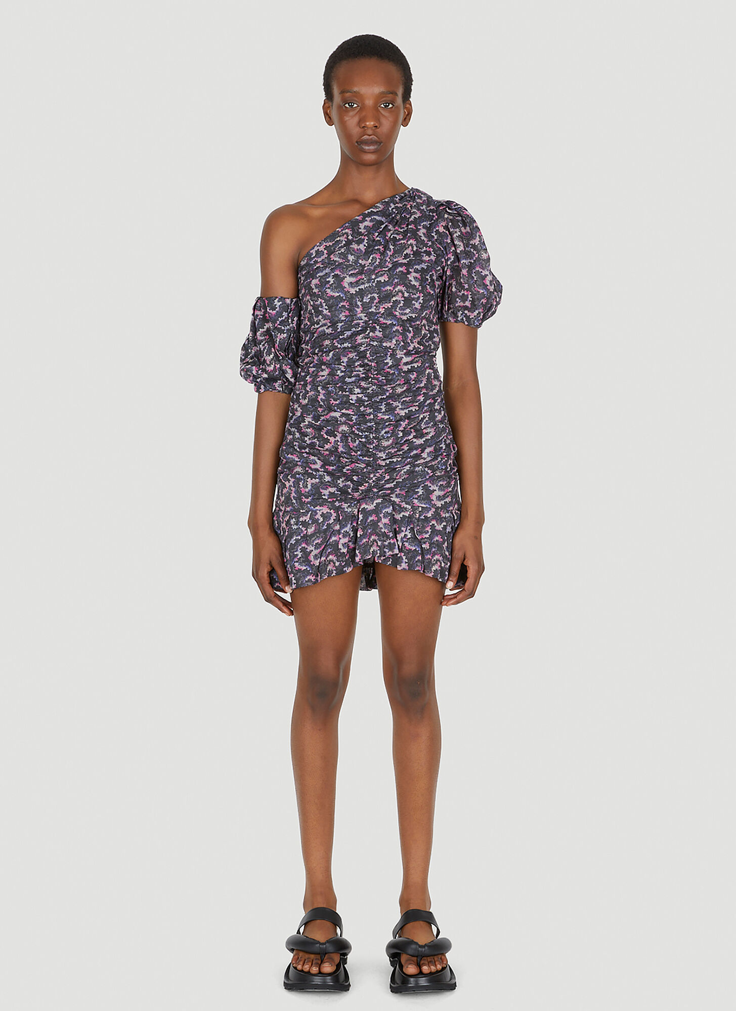 Isabel Marant Étoile Lecia Print Cotton Mini Dress In Black