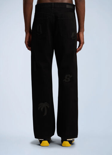Logo Patch Straight Jeans Palm Angels Logo Patch Straight Jeans Black pma0162069