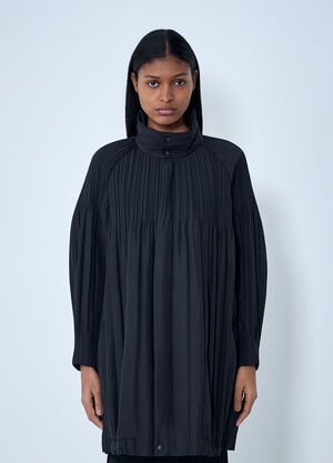 Pleats Please Issey Miyake Pleated High-Neck Coat Black plp0263001