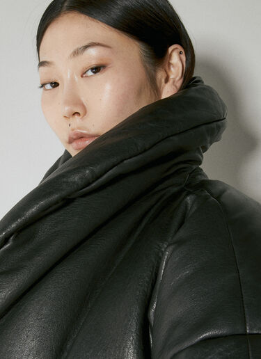 Saint Laurent Cropped Leather Padded Jacket Black sla0253016