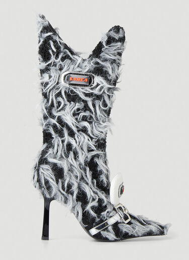 Ancuta Sarca Fuzzy High Heel Boots Black anc0250002