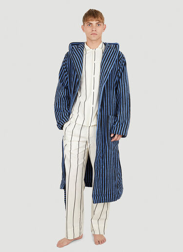 Tekla Striped Hooded Bathrobe Blue tek0351011