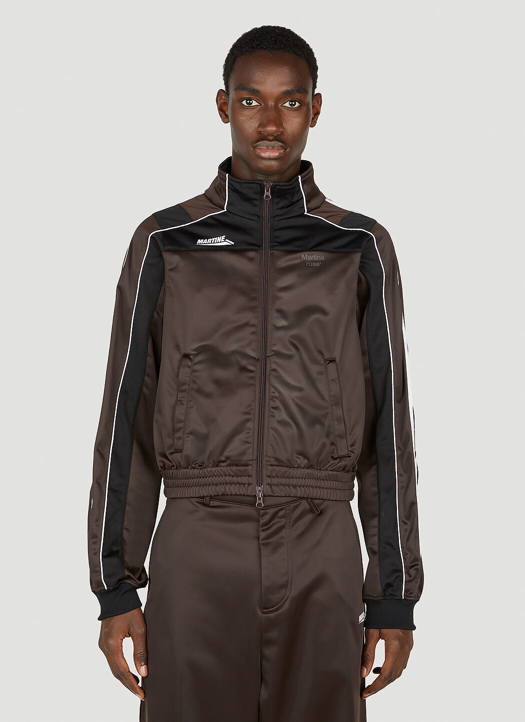 Martine Rose Shrunken Track Jacket In Brown | ModeSens Martine Rose Shrunken Track Jacket In Brown | ModeSens