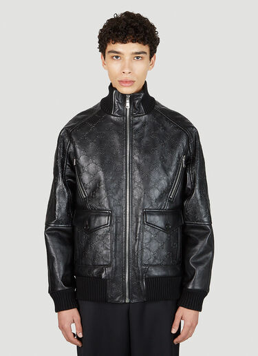 Leather Blouson Jacket in Black - Gucci