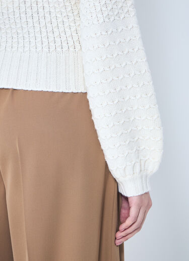 울과 캐시미어 장식 스티치 스웨터 Max Mara 울과 캐시미어 장식 스티치 스웨터 화이트 max0259031