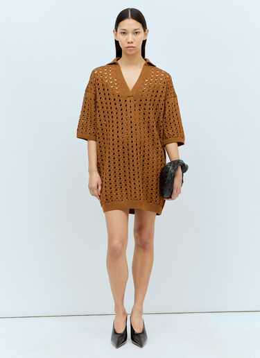 Max Mara 니트 메시 미니 원피스  브라운 max0256016