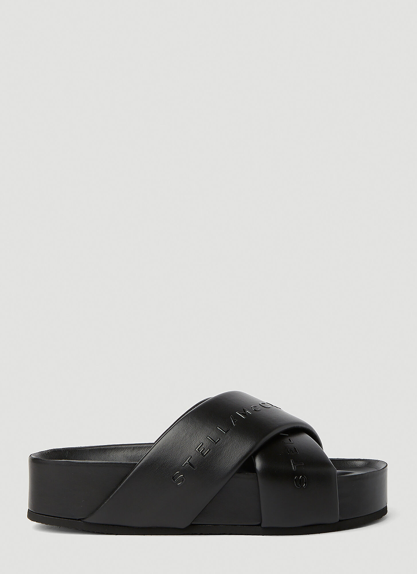 Shop Stella Mccartney Logo Slides In Black